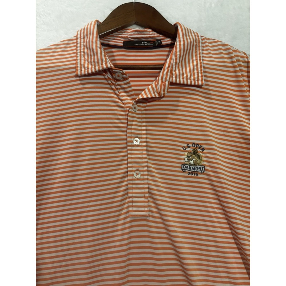 Ralph Lauren Polo US Open Mens XL Oakmont 2016 RLX Golf Orange Striped